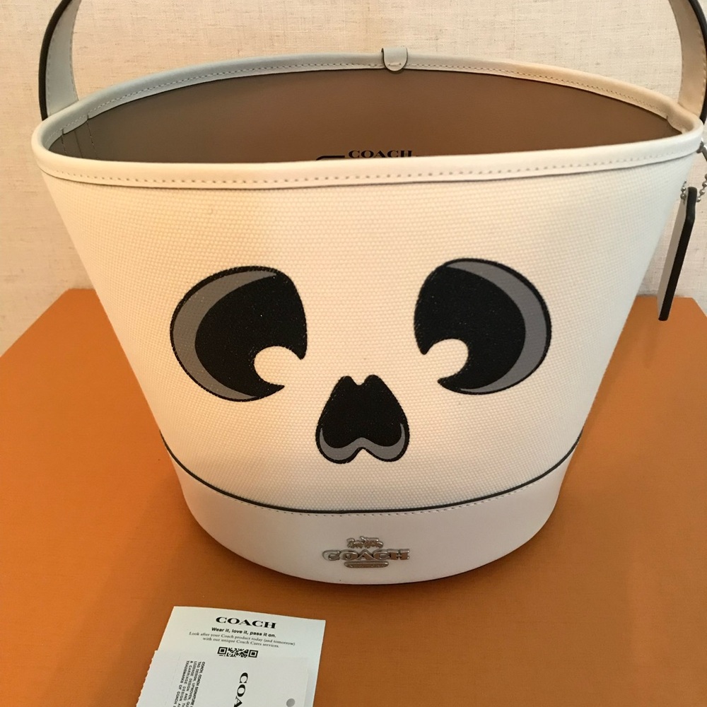 Coach White Ghost Halloween Bucket Bag